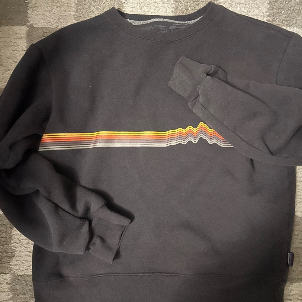Men's Black Sweater with Multicolor Stripe